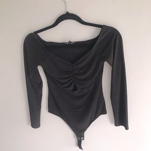 EXPRESS | Black bodysuit, Off the shoulder, with Keyhole
